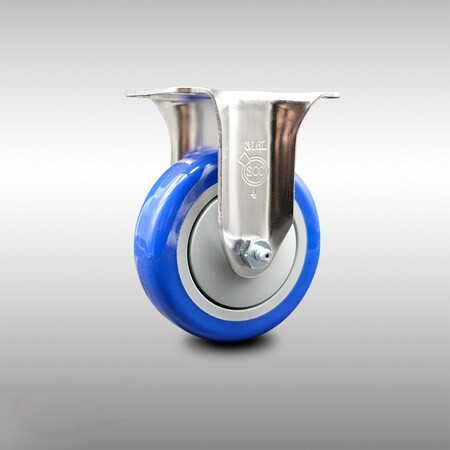Service Caster 4 Inch 316SS Blue Polyurethane Wheel Rigid Top Plate Caster SCC-SS31620R414-PPUB-BLUE